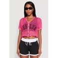 thumbnail image 2 of Womens Fishnet Brklyn Graphic Cropped Baseball Tee, 2 of 5