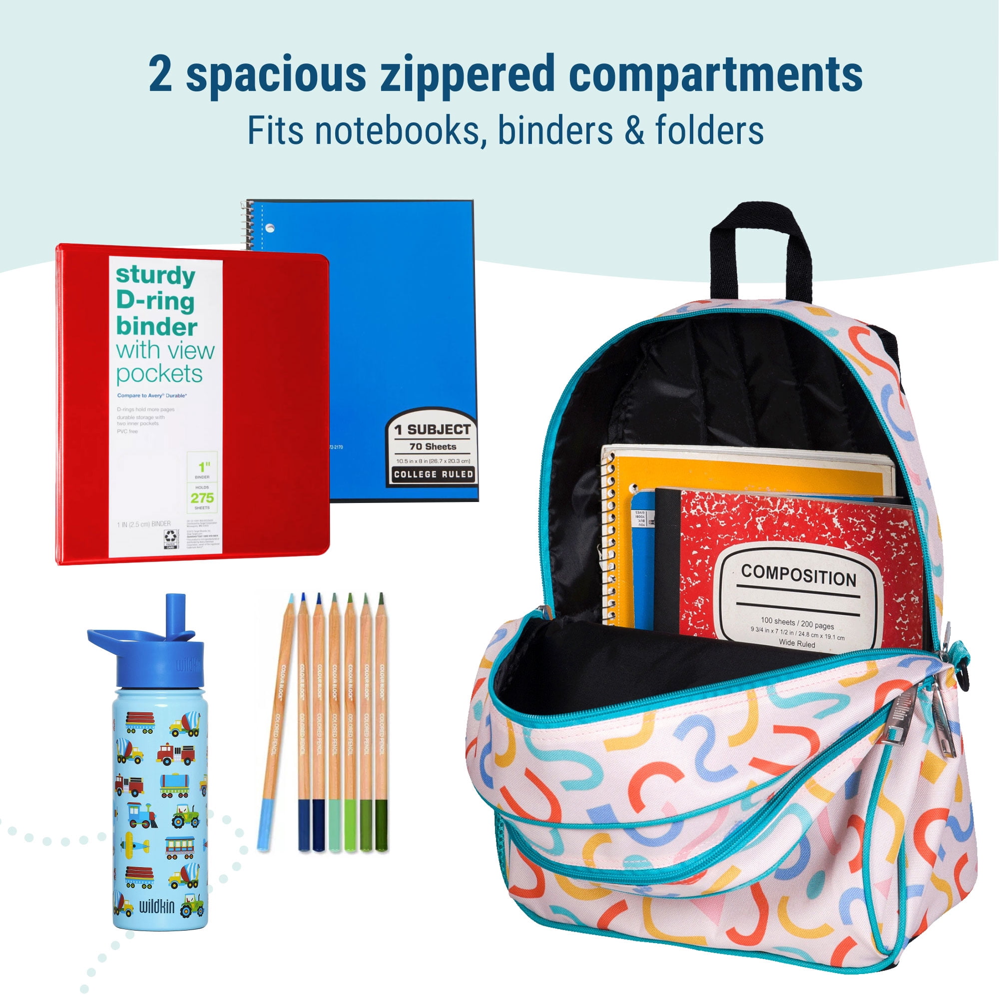 Wildkin Kids 15 Inch School and Travel Backpack for Boys and Girls (Confetti Peach)
