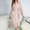 thumbnail image 2 of XIAONU Women's Waffle Plush Hooded Robe Loose Long Sleeve Wrap V Neck Loungewear Cozy Warm Relax Robes, 2 of 5