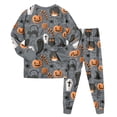 thumbnail image 2 of Enyan Halloween Pjs Boys Pumpkin/Ghost Sleepwear Set Long Sleeve Kid Loungewear Pjs 2-Piece Set Halloween Pajamas for Boys(7-8 Years), 2 of 7