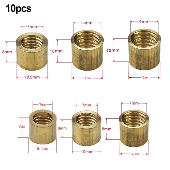 10Pcs Snooker Pool Cue Brass Tip Ferrules For Long Lasting Cue Performance 9.2Mm Fangkenuo