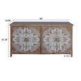 thumbnail image 7 of Buffet Cabinet with 4 Doors, Accent Cabinet with 2 Shelves, Farmhouse Boho Storage Cabinet with Solid Wood Frame, 62" Tall Mid Century Coffee Bar Table for Living Room Kitchen Hallway, Antique Brown, 7 of 7
