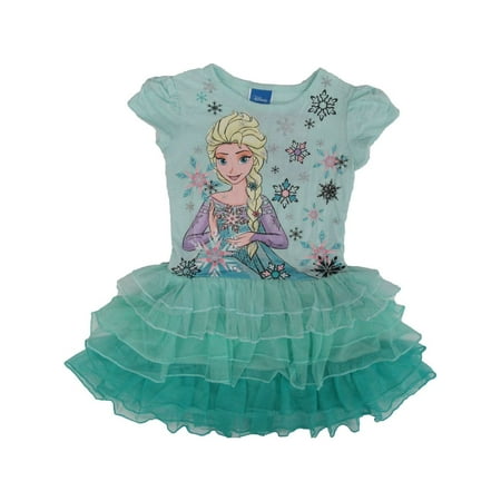 Short Sleeve Tutu - Disney Girls Blue Frozen Elsa Print Short Sleeve Ruffle Tutu Dress