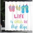 thumbnail image 3 of Ambesonne Summer Shower Curtain, Life is Better in Flip Flops, 69"Wx75"L, Multicolor, 3 of 4
