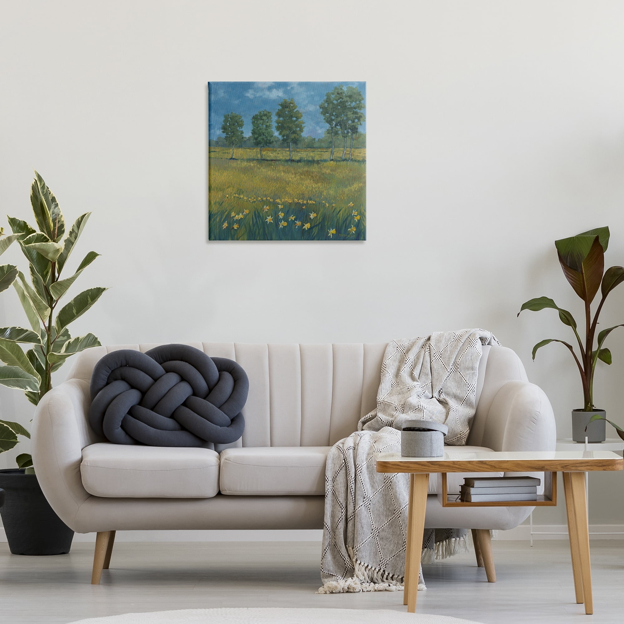 Stupell Industries Meadow with Daffodils Landscape & Nature Painting Wrapped Canvas Art Print Wall Art, 24 x 24