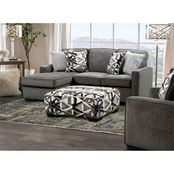 Furniture of America Mufee Transitional Fabric Upholstered Sectional in Gray