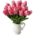 thumbnail image 2 of 10 pcs Artificial Pink Tulip Flowers Faux Tulips with Stems PU Real Touch Tulips for Easter Spring Wreath Floral Arrangement Centerpiece Wedding Bouquets Baby Shower Decoration, 2 of 5