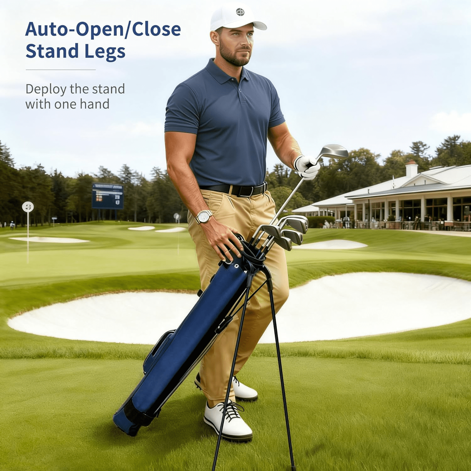 Lightweight Golf Stand Bag with Padded Strap - Portable 2-Way Divider  Weekend Golf Bag for Driving Range - Golf Carry Bag with Retractable Legs & Pocket - Durable Practice Bag for Men Women