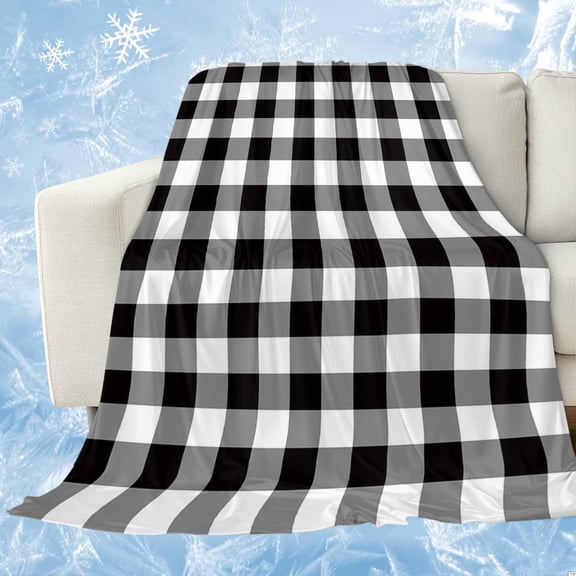 Black and White Checkered Cooling Blanket, Lightweight Breathable Summer Throw Blanket with Double Sided Cold Effect,Farmhouse Buffalo Plaid Picnic Beach Blankets Bed Sheet for Hot Sleepers 60"x80"