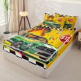 thumbnail image 2 of Homewish Cartoon Vintage Car Zipper Twin Comforter Sets with Fitted Sheet and 2 Pillowcases,Green Yellow Zipper Bedding Set for Teens,4-Piece, 2 of 6
