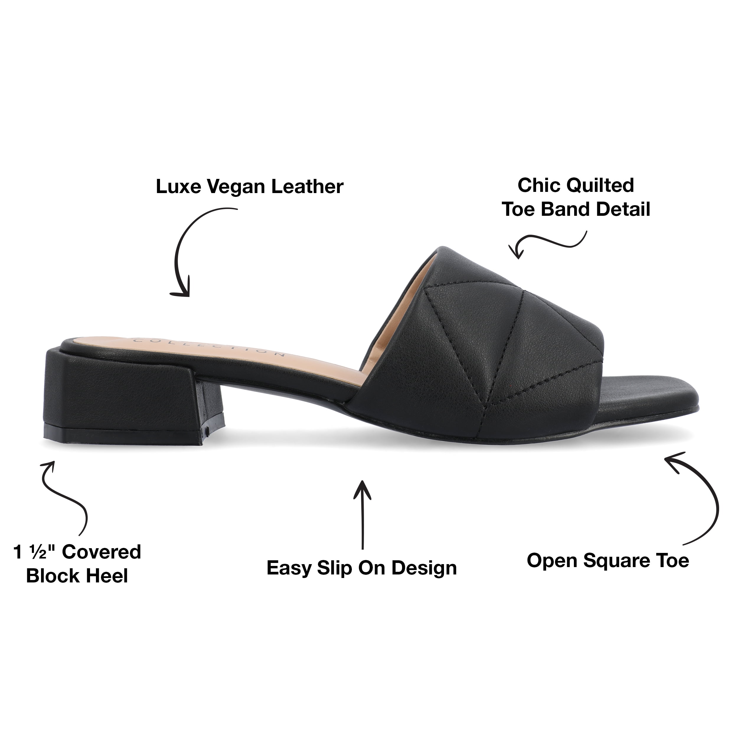 Journee Womens Elidia Slip On Block Flat Sandals