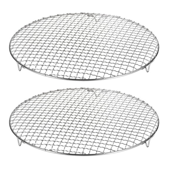 Uxcell 2pcs Round Cooking Rack, 13-inch 201 Stainless Steel Cross Wire Barbecue Grill Net Racks with 20mm Legs