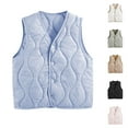 thumbnail image 7 of ZACPNCV Girls Solid Color Bodywarmer Puffer Vest Kids Lightweight Sleeveless Button Soft Comfort Trendy Fall Winter Tops Khaki 14-15 Years, 7 of 7