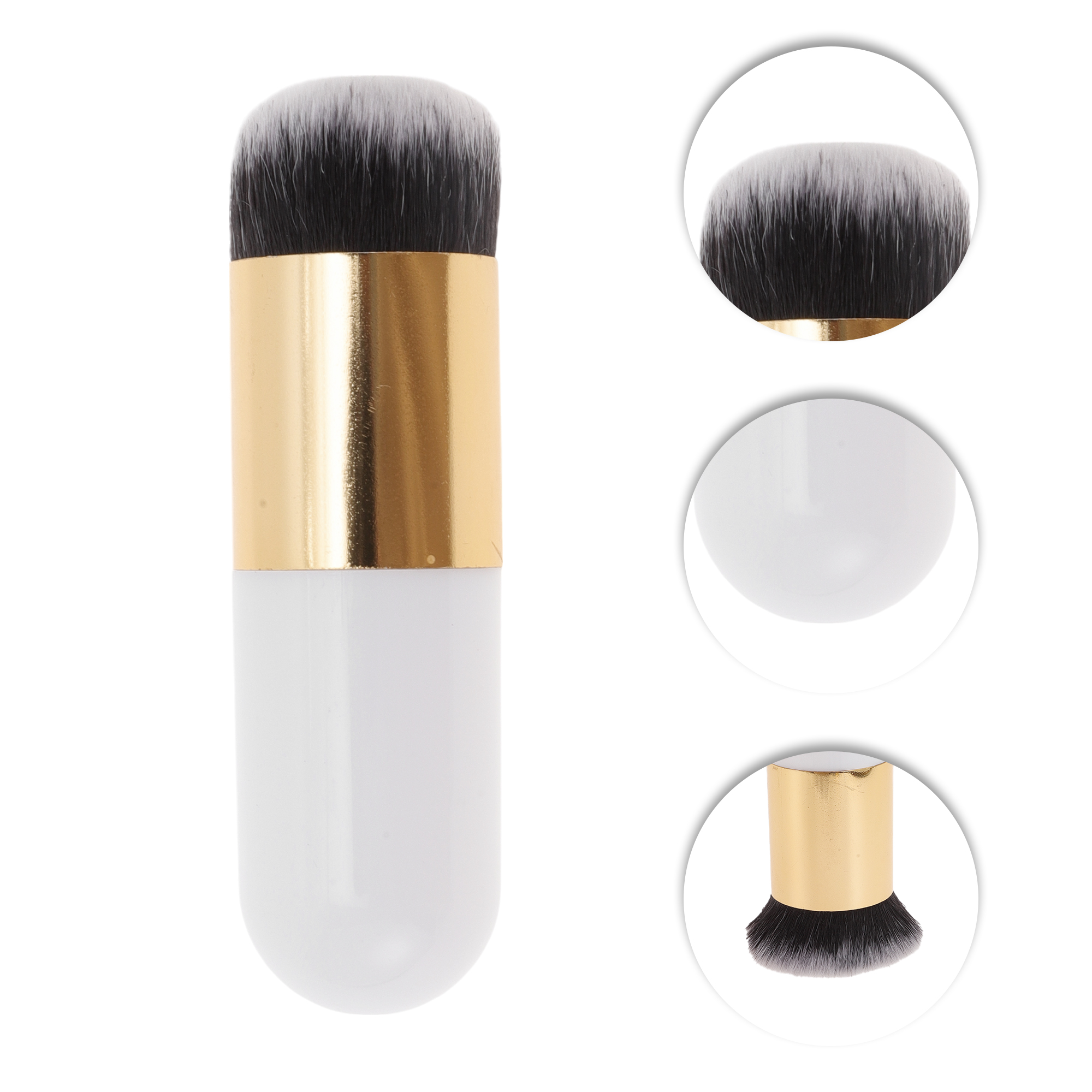 Unique Bargains 1 Pc Durable Lightweight Cosmetic Brush for Travel White, Gold Tone Small