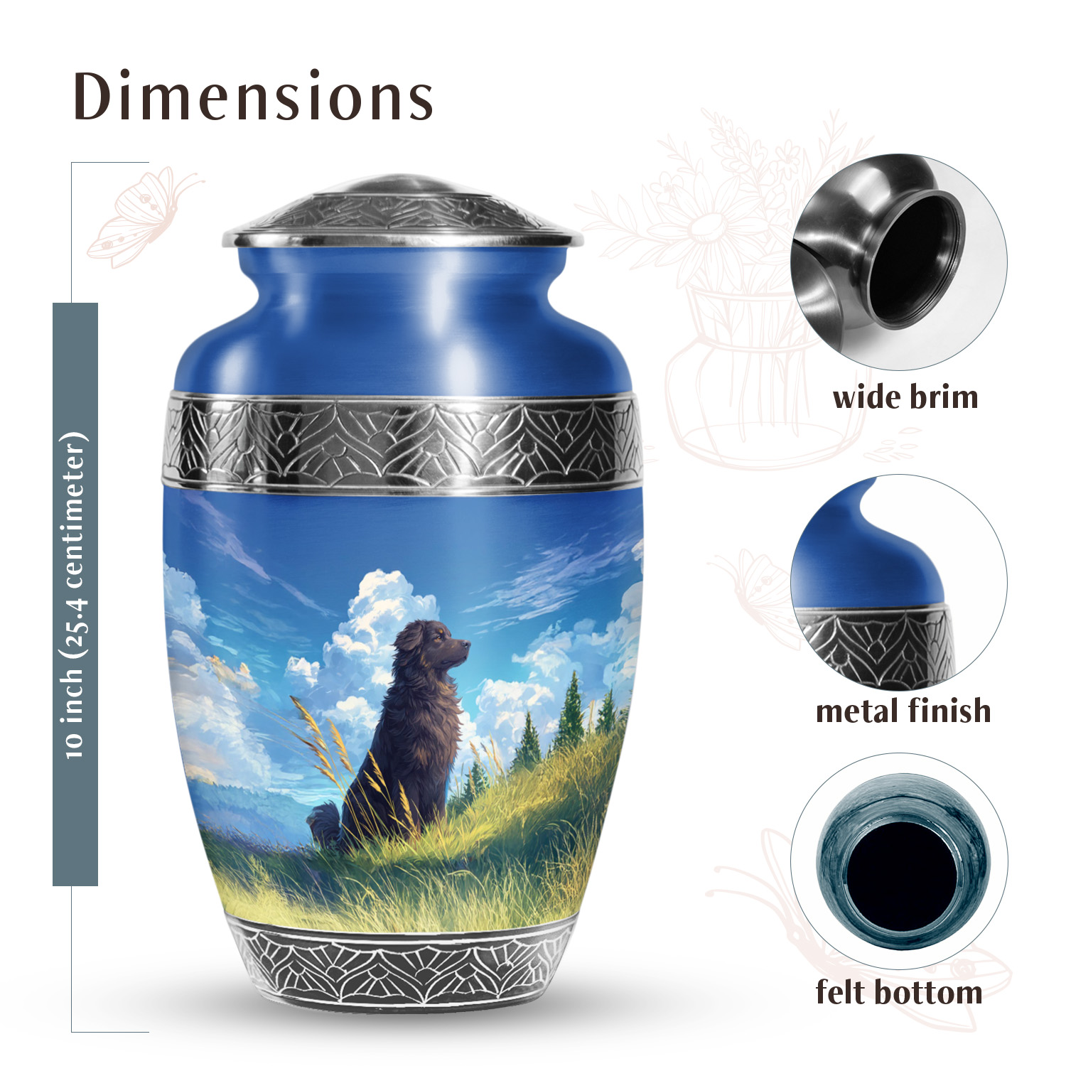 SABURIAL Dog Urn - Unqiue Funeral Urn For Female Ashes - Handmade Tribute Urns For Mom Ashes - Beautiful Urns For Human Remains - 10 Inch Large With Velvet Bag