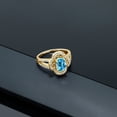 thumbnail image 4 of Gem Stone King 1.87 Ct Oval Swiss Blue Topaz 18K Yellow Gold Plated Silver Art-Deco Ring (Size 8), 4 of 4