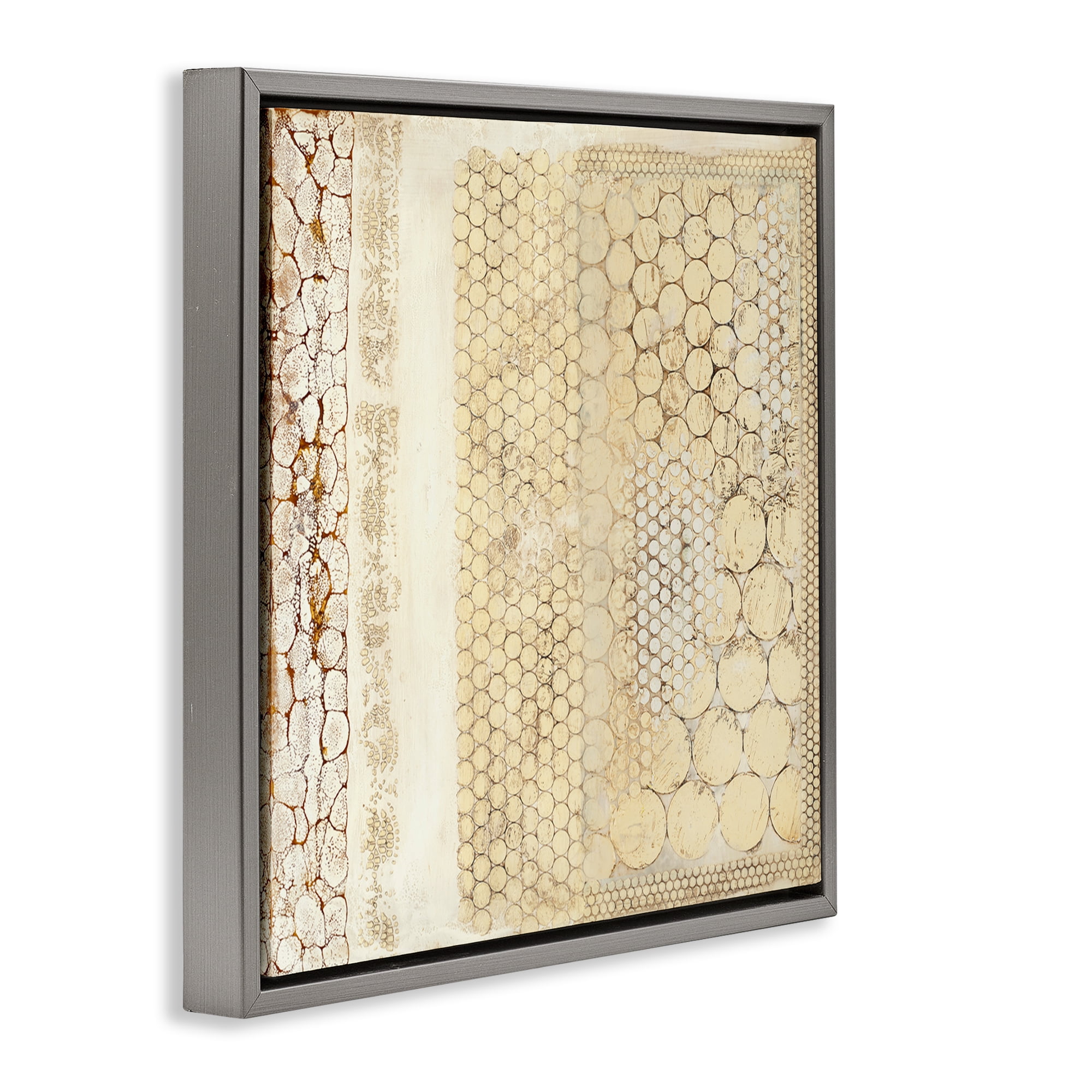 Stupell Industries Rustic Country Geometric Abstract Painting Gray Floater Framed Canvas Art Print Wall Art, 18 x 18