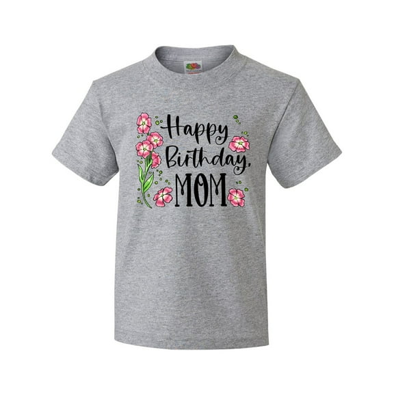 Inktastic Happy Birthday, Mom Pink Flowers Youth T-Shirt