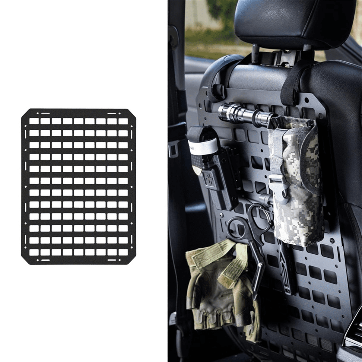 Car Seat Back Molle Panel, Panel Organizer for Car, SUV Truck, Equipment Modular Pouch Tool Accessories