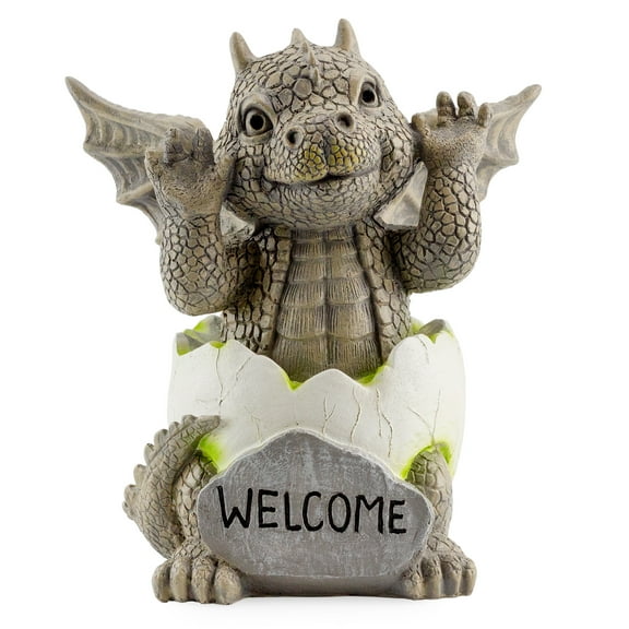 Esterno Baby Dragon Garden Statue (9-Inch); Hatching Dragon Yard Decor