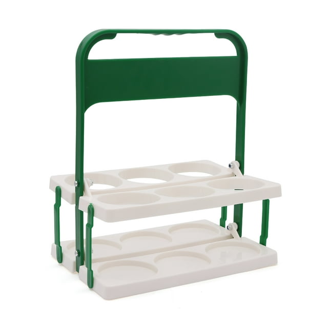 Foldable Two-Tone Green & White Plastic Beer Carrier - Portable, Space-Saving Storage Rack for Outdoor Gatherings, KTV Bars & Home Use - Durable, Multifunctional Wine Holder with Vibrant, Chic Design