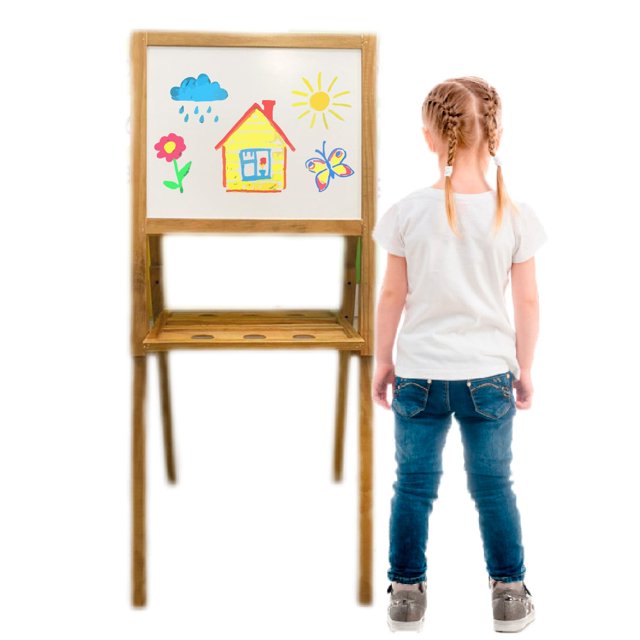 Caballete Infantil De Madera | Doble Pizarrón | para Niños | Entretenimiento alabio toys caballete para pintar / color honey / manualidades y arte
