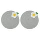 thumbnail image 1 of 2Pcs Manteles Individuales Redondos Trenzados, 7.1" Manteles Tejidos para Mesa de Cocina con Flor para Decoración de Granja (Gris), 1 of 7