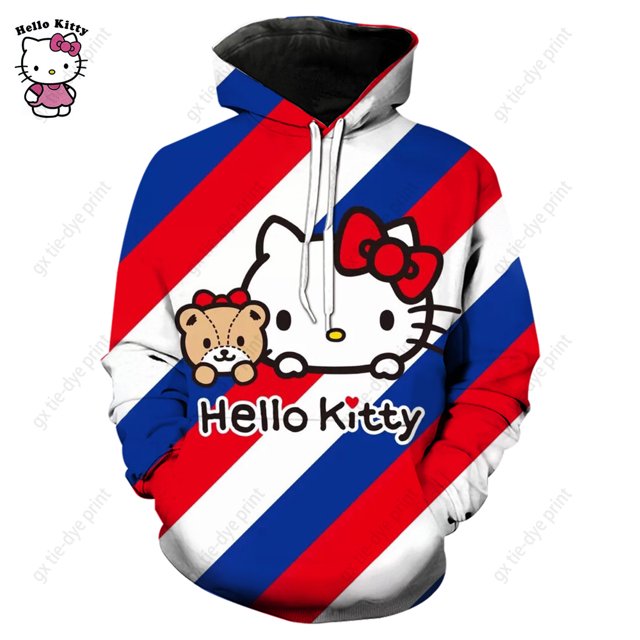 Hermosa sudadera morada de Hello Kitty para mujer, sudadera con capucha de alta calidad, sencilla, informal, holgada, de otoño, de gran tamaño