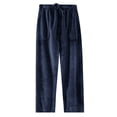 thumbnail image 2 of Zedker Casual Straight-Leg Elastic Waist Long Mens Pajama Pants with Drawstring Comfy Soft Fleece Thermal Sleepwear Pants with Pockets,Navy,L, 2 of 9