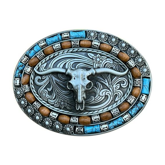 lanema Vintage Metal Ox Shape Belt Buckle Delicate Belt Buckle DIY Waistband Accessories Western Cowboy Rock Style