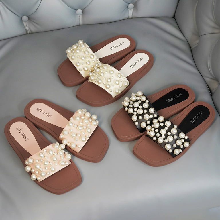 Women Shoes Women Slippers Pearl Slippers Fashion All Match Casual