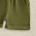 thumbnail image 5 of Quealent Toddler Baby Boy Summer Clothes Set 3 6 12 18 24 Months 2T 3T Contrast Color Short Sleeve Lapel Button T Shirt Elastic Waist Solid Shorts 2 Piece Outfits (Army Green, 2-3 Years), 5 of 7