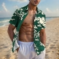 thumbnail image 2 of Pisexur Shirts for Man T Hommes Mode Décontractée Col Rabattu Imprimé Manches Courtes Chemise Boutonnée Blouse Verte, 3TG Chemises de Golf Hommes & Chemises Hommes, 2 of 7