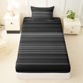 thumbnail image 4 of Castle Fairy Geometric Gradient Horizontal Stripe Twin Sheets 3pcs,Minimalist Thin Line Bedding,Black Gray Silver,1 Flat Sheet, 1 Fitted Sheet and 1 Pillowcase, 4 of 7