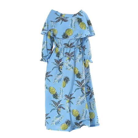 

Otqutp Kids T Shirt Sundress Girls Printed Long Sleeve Long Dress Dress for 1-12 Years Girls A-line Swing Elastic Waist Casual Party Dress (Sky Blue 11-12 Years)