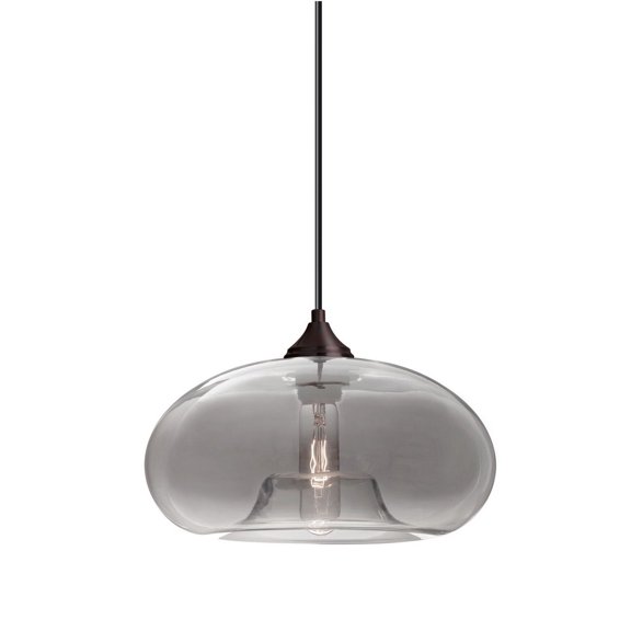 1JT-BANASM-BR-Besa Lighting-Bana-One Light Cord Pendant with Flat Canopy-10.5 Inches Wide by 5.25 Inches High-Bronze Finish-Smoke Glass Color