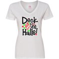 thumbnail image 3 of Inktastic Deck the Halls Christmas Ornament Women's V-Neck T-Shirt, 3 of 5