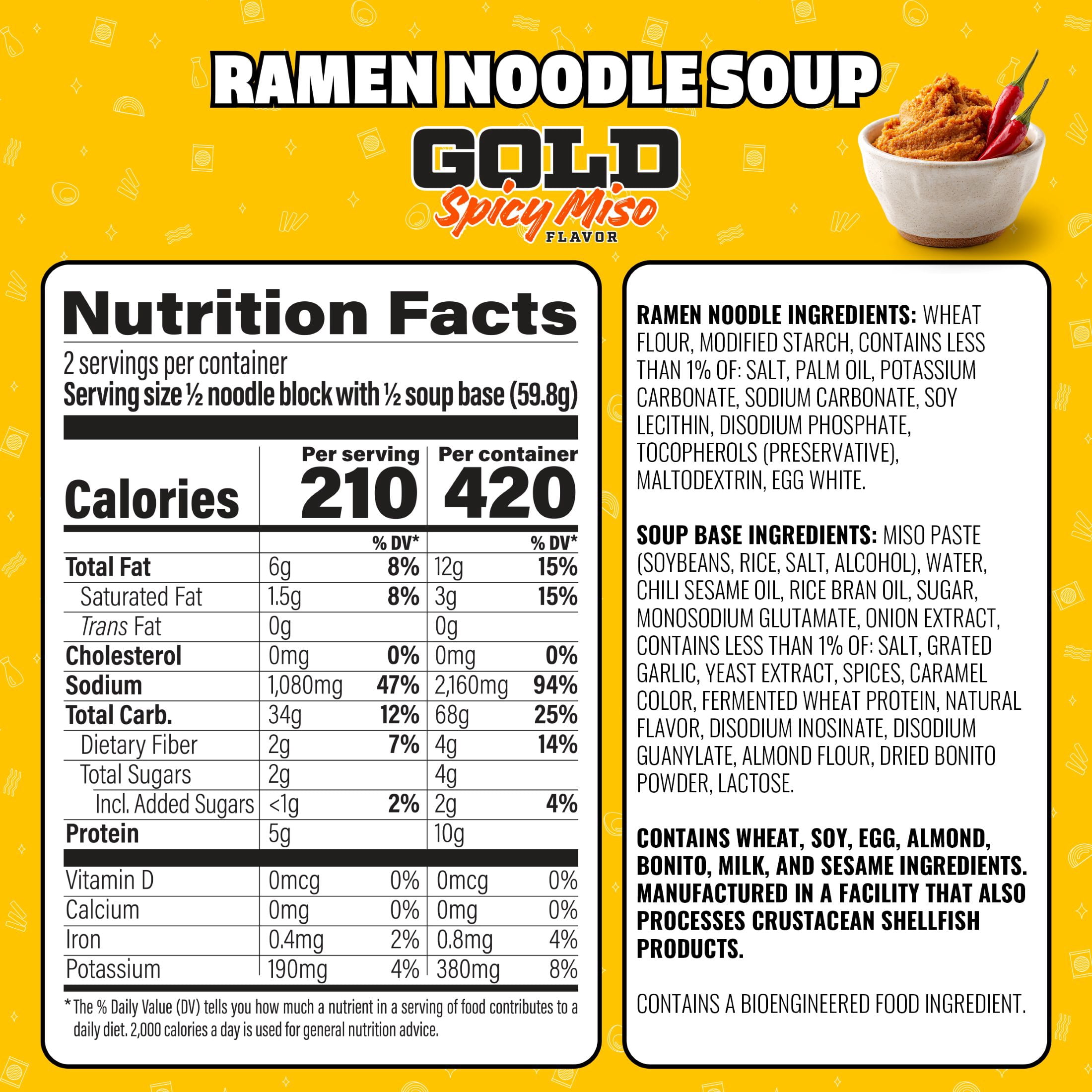 Maruchan GOLD Ramen Noodle Soup, Spicy Miso Flavor Instant Noodles, 4.21 oz
