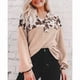 thumbnail image 4 of Leopard Waffle Knit, V Neck Soft Loose Leopard Long Sleeve Pullover For Date ANGGREK Otros, 4 of 7