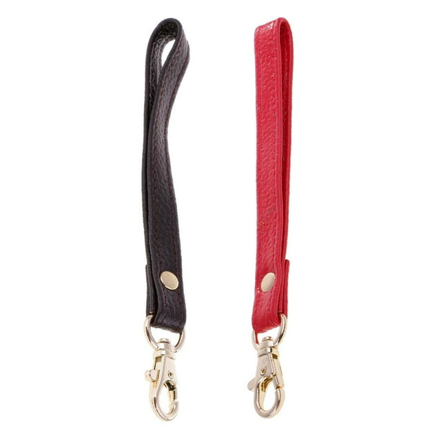 2 paquetes de bolso corto de cuero para la muñeca, correa de mano, monedero, cartera, asa, soporte | Rojo y café Macarena Correa de pulsera de repuesto DIY