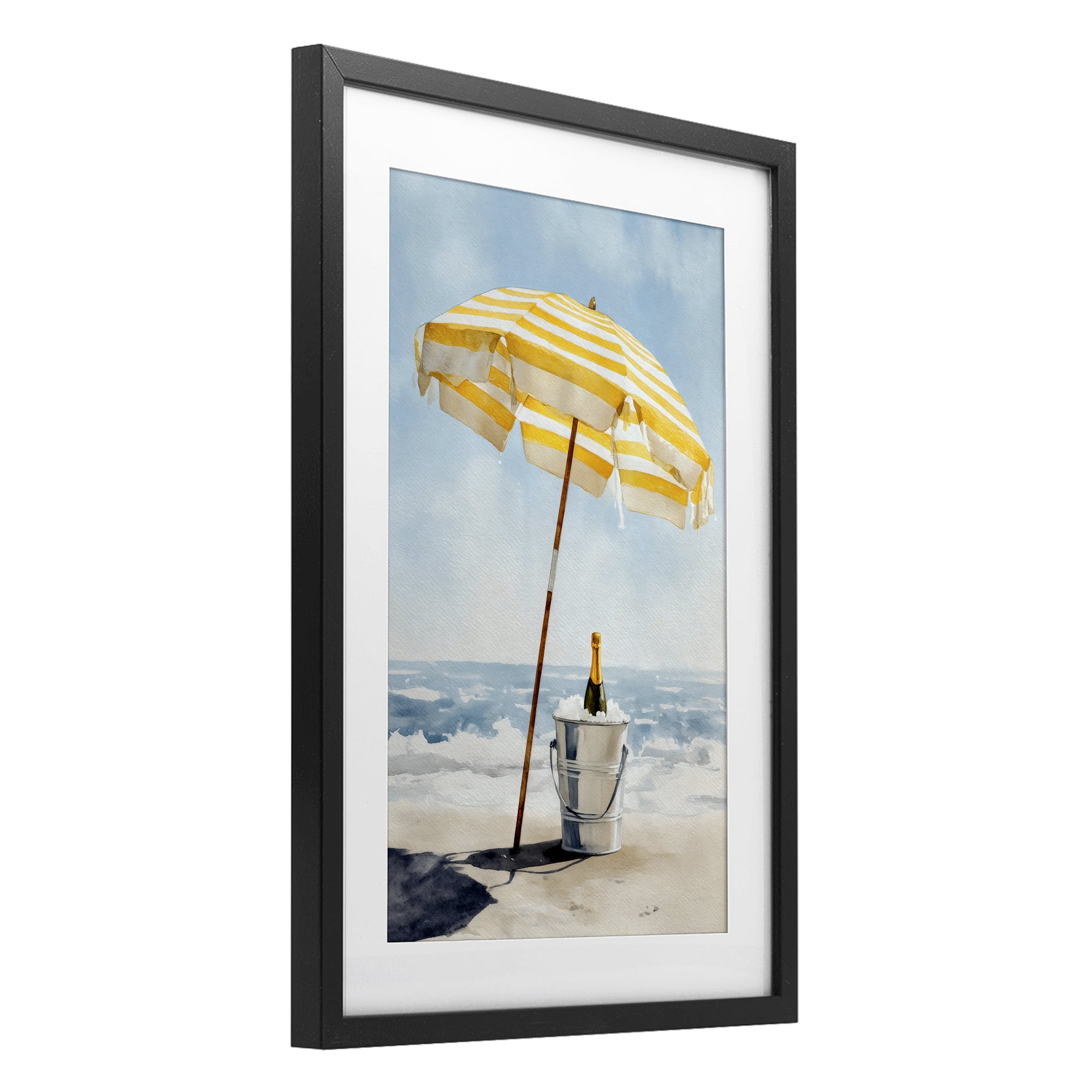 Stupell Industries Sunshine Celebration at Seaside Black Framed Print Under Glass, design by Petal Prints Design