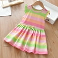 thumbnail image 2 of EnJoCho Kids Sweater Skirt Baby Girls Rainbow Flying Sleeves Colorful Striped Dress Girl Princess Dress 1 to 7 Years Cute Little Girl Summer Fashion Party Dress, 2 of 8