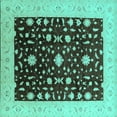 thumbnail image 1 of Ahgly Company Indoor Square Oriental Turquoise Blue Traditional Area Rugs, 4' Square, 1 of 4