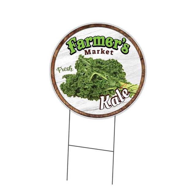 SignMission C-24-CIR-DS-WS- Kale 24 in. Double Sided Corrugated Circular Plastic Sign - Farmers Market Kale