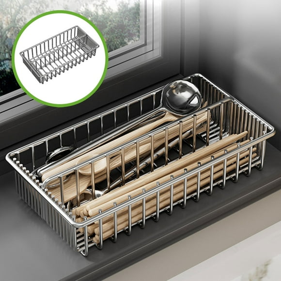 PPgejGEK Stainless Steel Chopstick Tube Kitchen Chopstick Basket Storage Box Drains Basket Pull Basket Chopstick Box Spoon Tableware Compartment Tax Free Weekend