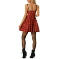 thumbnail image 3 of INSPIRE CHIC Plaid Dress for Women's Spaghetti Strap Skater Dress Red L, 3 of 5