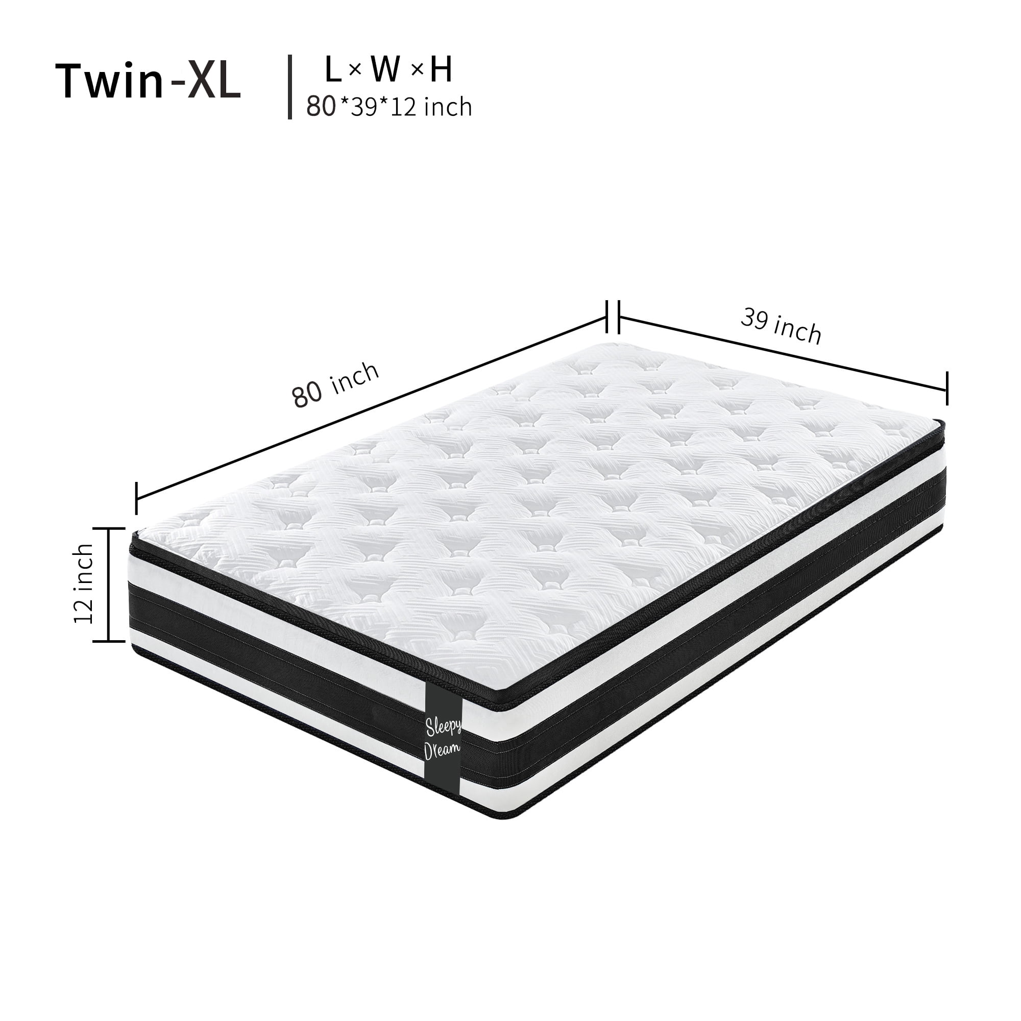 Miniyam 12" Memory Foam Mattress for Adults, Individual Pocket Spring Hybrid Mattress, Twin-XL