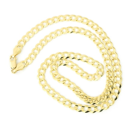 Curb Chain Cufflinks - Men's Solid 14k Yellow Gold Comfort Cuban Curb Chain Necklace