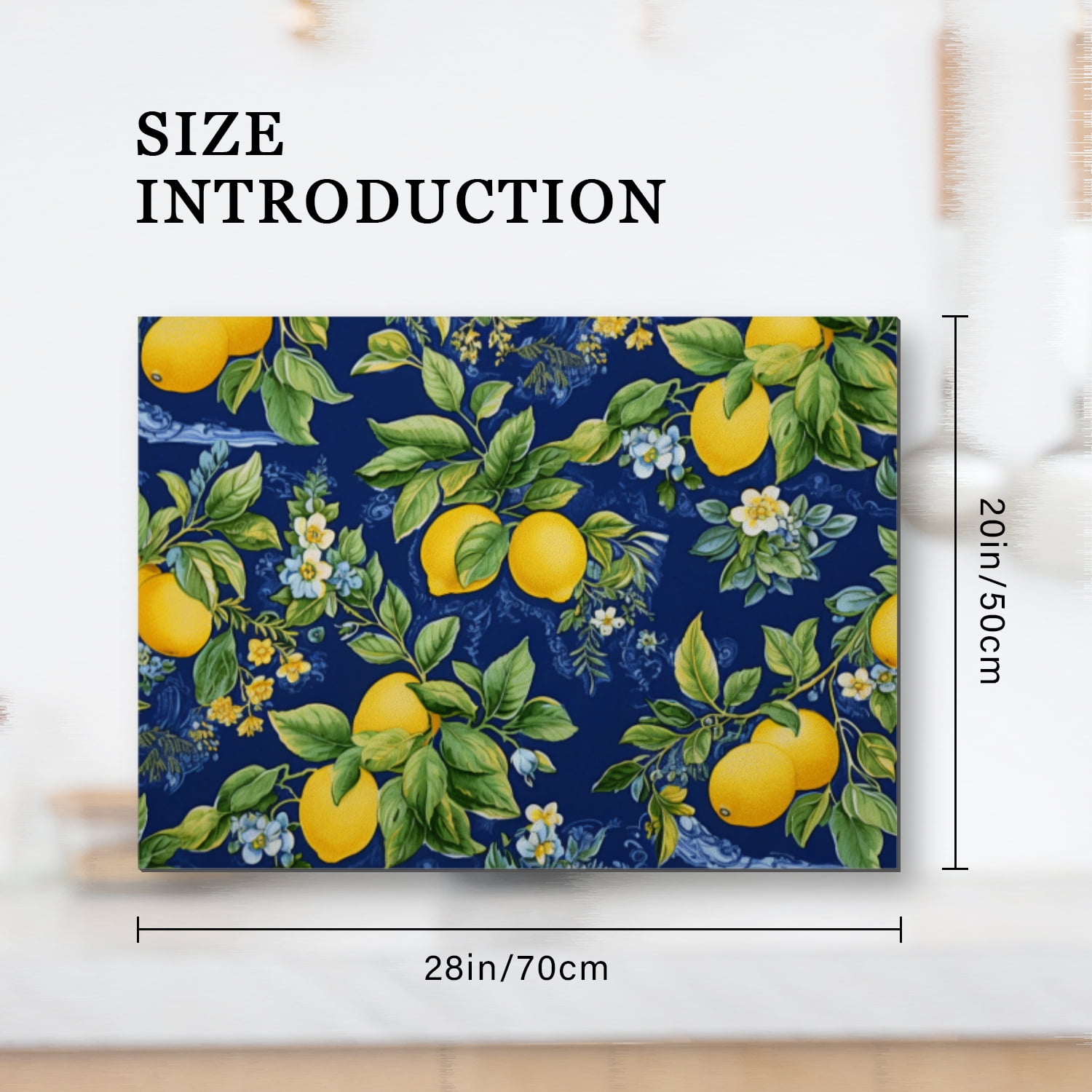 Glasstop Stove Covers, Vintage Lemon And Flowers on Blue Background, Glass Induction Cooktop Protector mat, Non-slip Foldable Decoration pad for Kitchen RV (28×20 Inch)