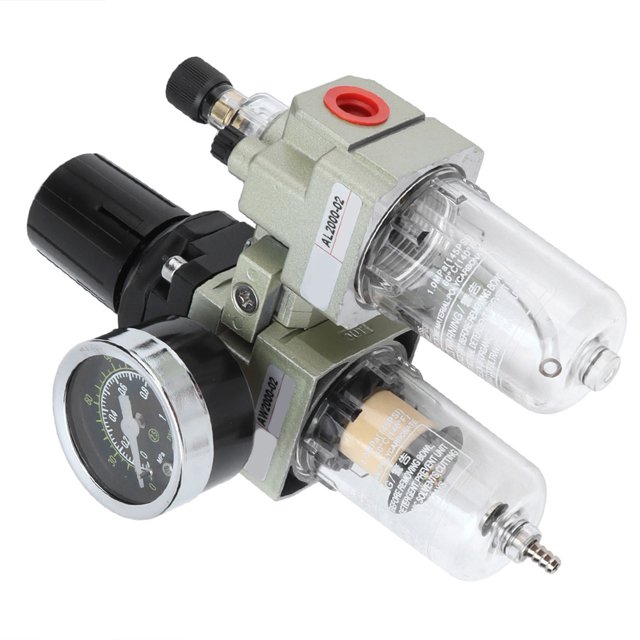Air Tool Compressors Filter, Aluminum Alloy Pressure Regulator Air Filter With Pressure Gauge For Automation Equipment For Chemical For Water Treatment